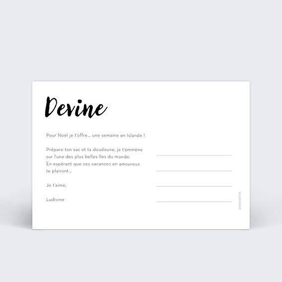 Carte de Noël Cadre blanc avec coeur Verso