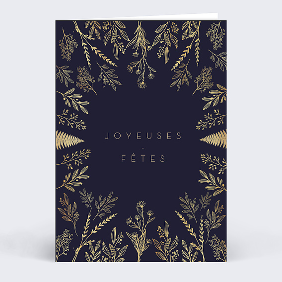 Carte de Noël  Fleurs Ocre Bon Pour Recto