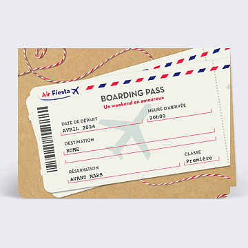 Carte de Noël Boarding pass - Bon pour