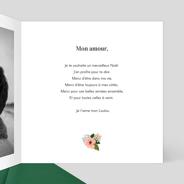 Carte de Noël Joli Coeur Intérieur Droit