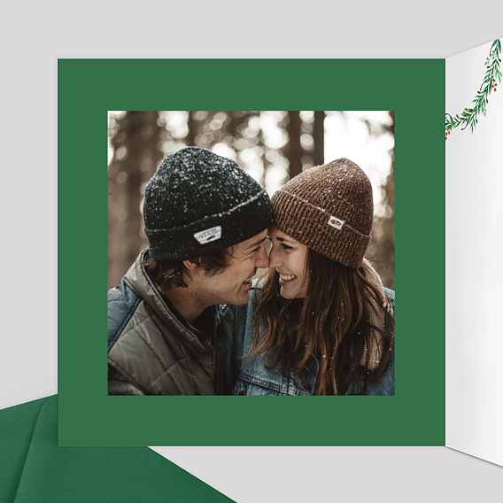 Carte de Noël  Couronne de Noël sans photo Intérieur Gauche