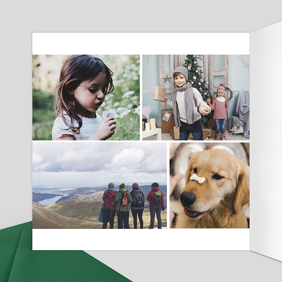 Carte de Noël Dorure Petites Etoiles 4 Photos Intérieur Gauche