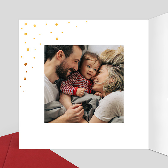 Carte de Noël  Dorure pois bonne année Intérieur Gauche