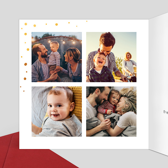 Carte de Noël  Dorure pois joyeux noel Intérieur Gauche