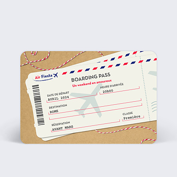 Carte de Noël  Boarding pass - Bon pour