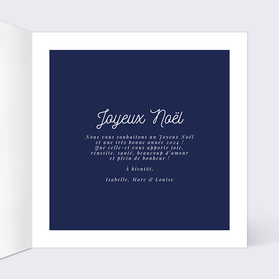 Carte de Noël Découpe Flocons Intérieur Droit