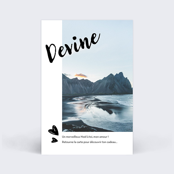 Carte de Noël Cadre blanc avec coeur