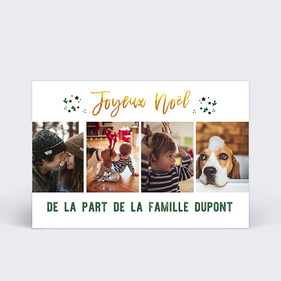 Carte de Noël Feuilles étoilées