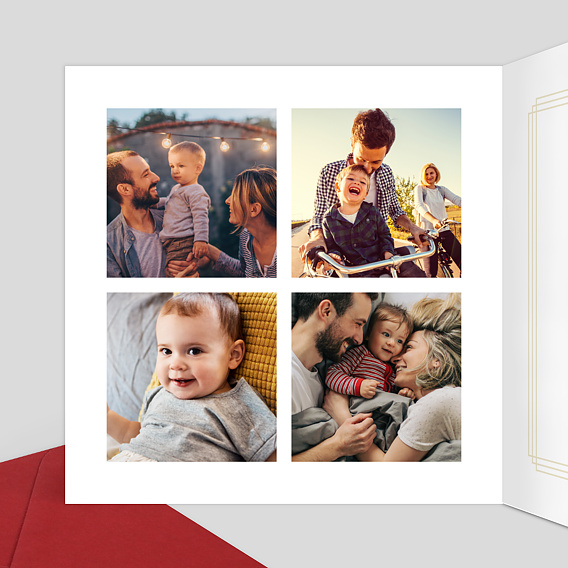 Carte de Noël Dorure cadre meilleurs voeux Intérieur Gauche