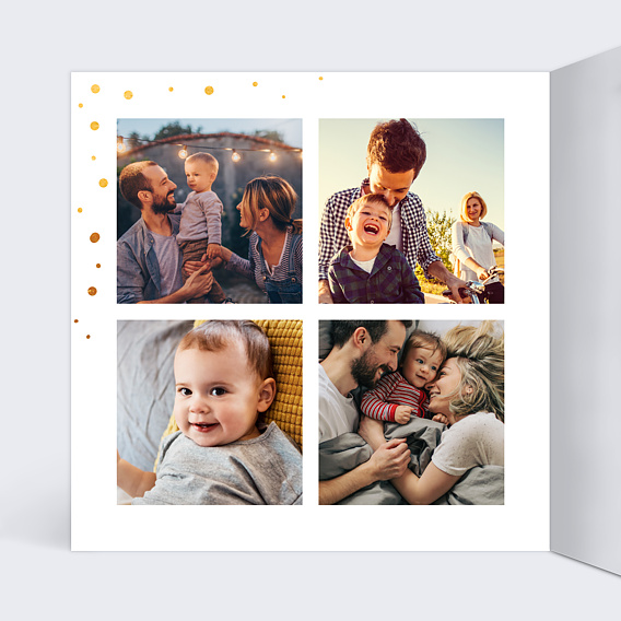 Carte de Noël  Dorure Pois Sapins Intérieur Gauche