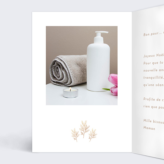 Carte de Noël  Fleurs Ocre Bon Pour Intérieur Gauche