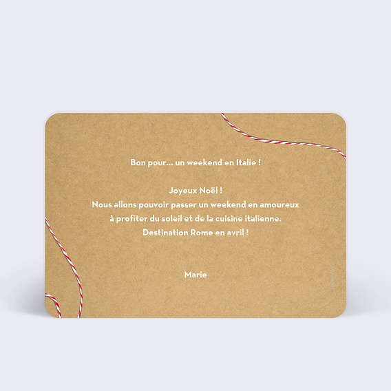 Carte de Noël  Boarding pass - Bon pour Verso