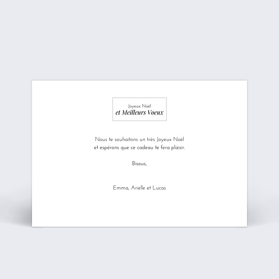 Carte de Noël  Etiquette Verso