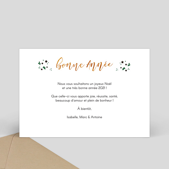 Carte de Noël  Feuilles étoilées Verso