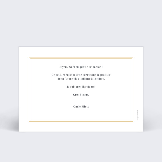 Carte de Noël  Ornements Verso