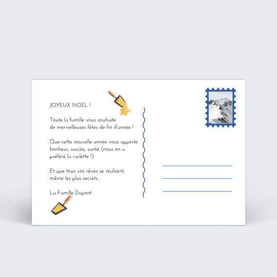 Carte de Noël  Raclette Verso