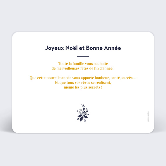 Carte de Noël  Branche de houx Verso