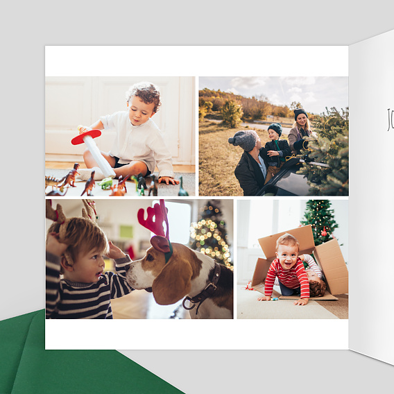 Carte de Noël  Dorure Etoiles Noël 3 Photos Intérieur Gauche