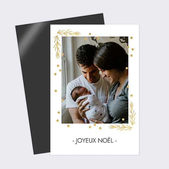 Carte de Noël Cadre Végétal Ocre 
