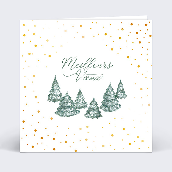 Carte de Noël Dorure Pois Sapins