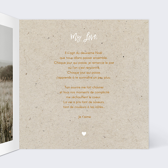 Carte de Noël Amour Chiné Intérieur Droit