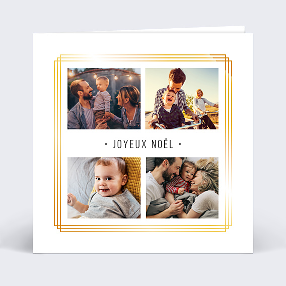 Carte de Noël Dorure cadre multiphoto