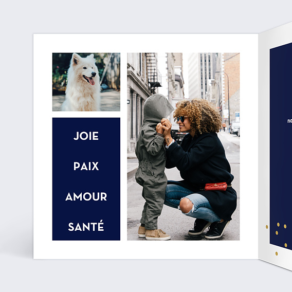 Carte de Noël  Multiphotos Bleu Intérieur Gauche