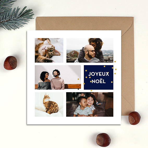 Carte de Noël Multiphotos Bleu
