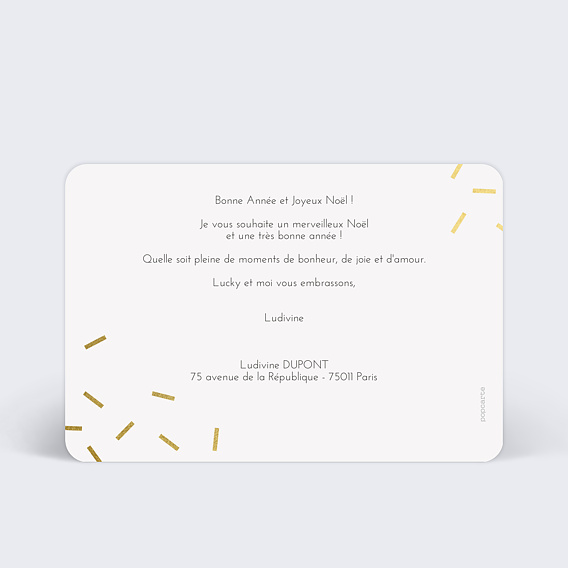 Carte de Noël  Paillettes chic Verso