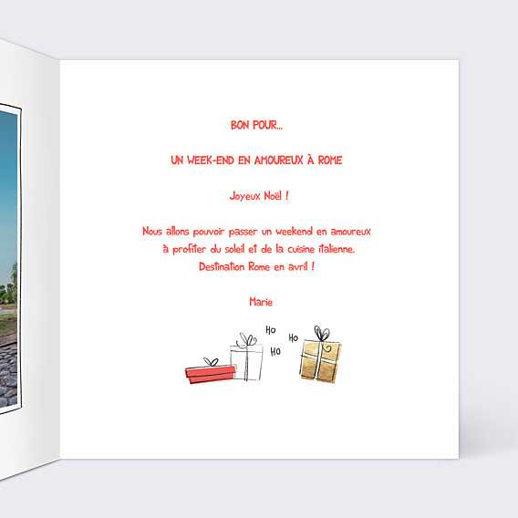Carte de Noël  Bon pour Cadeau