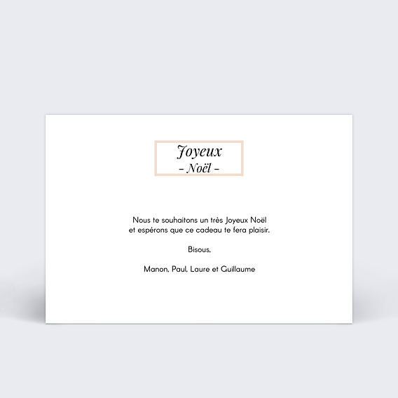 Carte de Noël  Etiquette poudrée Verso