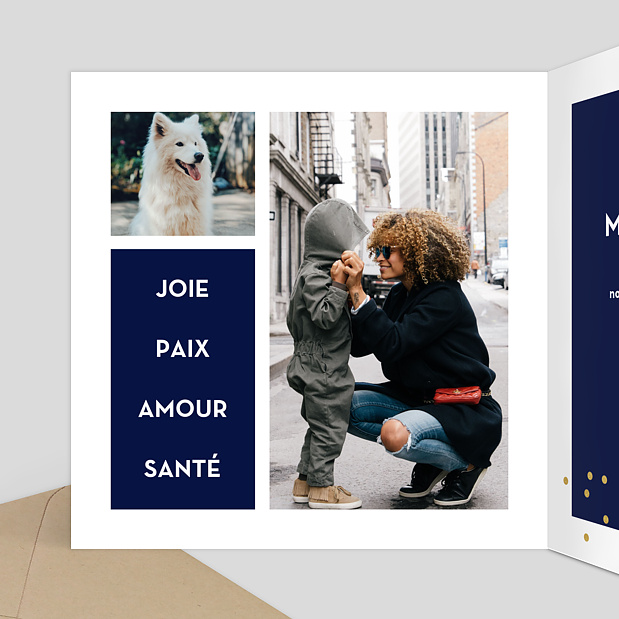 Carte de Noël Multiphotos Bleu Intérieur Gauche