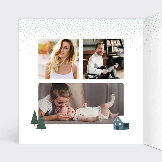 Carte de Noël  Village Hiver Intérieur Gauche