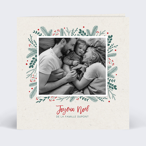 Carte de Noël Cadre Photo Festif