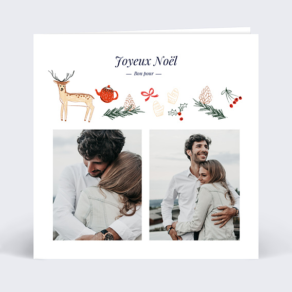 Carte de Noël Fin d'Année Bon Pour
