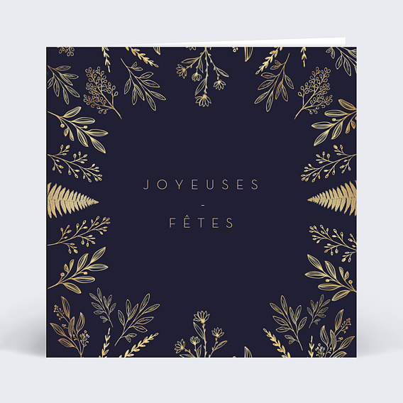 Carte de Noël Fleurs Ocre Bon Pour