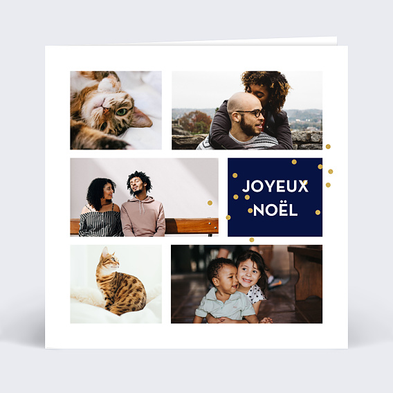 Carte de Noël Multiphotos Bleu