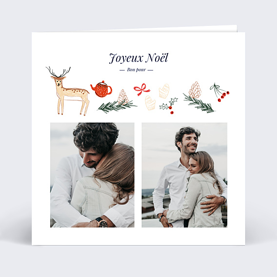 Carte de Noël Fin d'Année Bon Pour