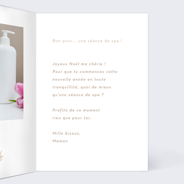 Carte de Noël Fleurs Ocre Bon Pour Intérieur Droit