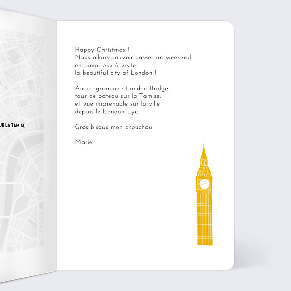 Carte de Noël Bon pour Londres Intérieur Droit