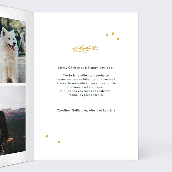 Carte de Noël  Cadre Végétal Ocre  Intérieur Droit