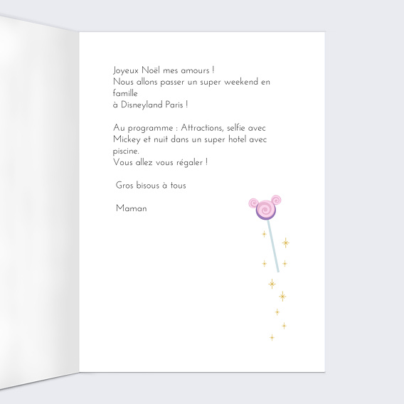 Carte de Noël  Bon pour Disney Intérieur Droit