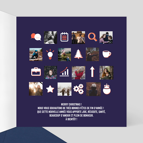 Carte de Noël  Découpe Calendrier Avent Famille  Intérieur Droit