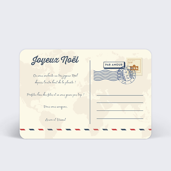 Carte de Noël Voyage Noël Verso