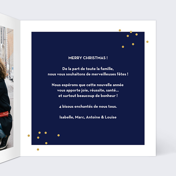 Carte de Noël  Multiphotos Bleu Intérieur Droit