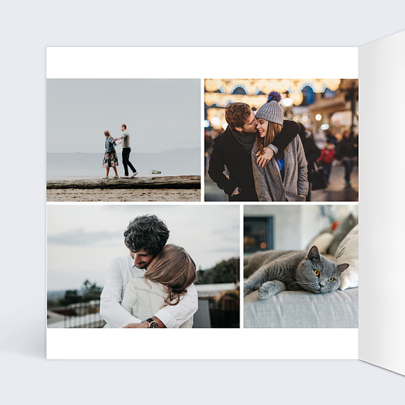 Carte de Noël  Dorure Etoiles Photos III Intérieur Gauche