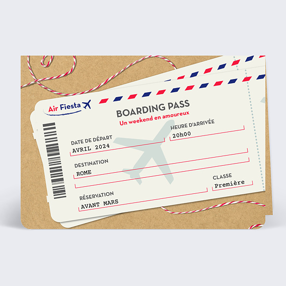 Carte de Noël  Boarding pass - Bon pour