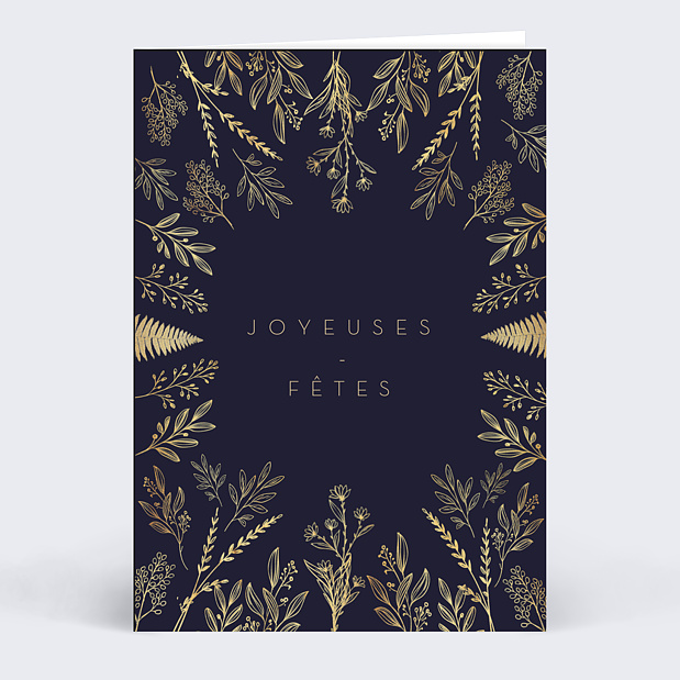 Carte de Noël Fleurs Ocre Bon Pour