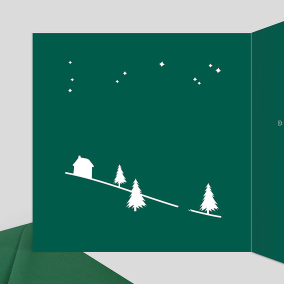 Carte de Noël  Découpe paysage d'hiver Intérieur Gauche
