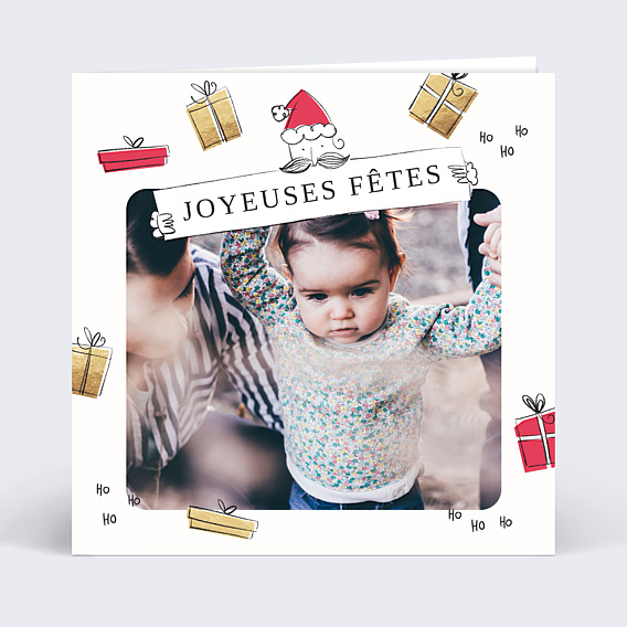 Carte de Noël Père Noël et cadeaux